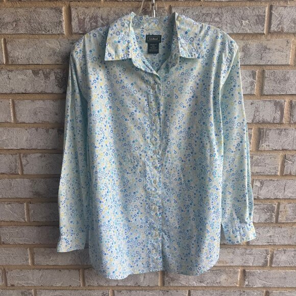 L.L. Bean Long Sleeve Button Front Floral Shirt Women's Size S. - Picture 1 of 8